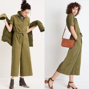 Madewell Wide-Leg Utility Jumpsuit Olive Green Drawstring Waist